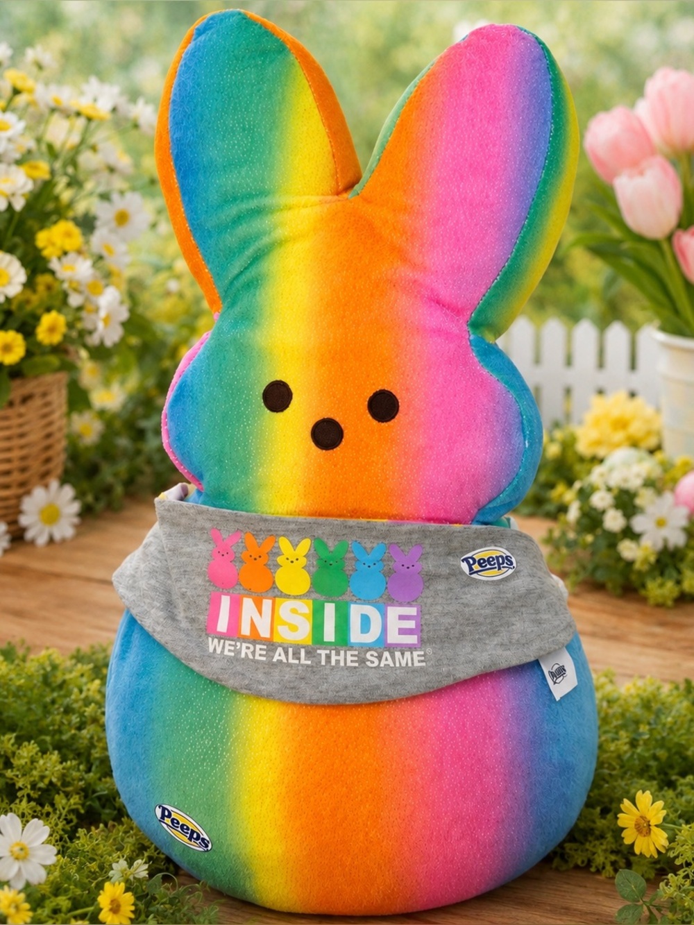 Build-A-Bear Pride Rainbow Peeps Bunny Plush w/ Reversible Bandana
